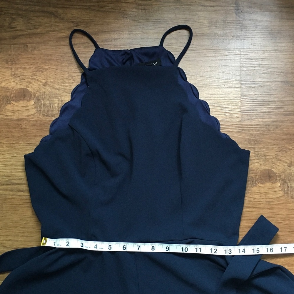 Women’s Navy Scallop Halter Romper - Picture 4 of 6